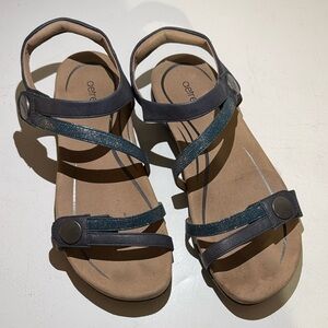Aetrex Metallic Navy Sandals